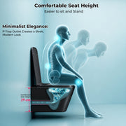 Plantex Imported Italica Ceramic Wall Hung Commode for Toilet/Rimless Western Toilet/Commode with Soft Closing Toilet Seat - P Trap (Square - Matt Black)