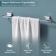 Plantex Towel Rod for Bathroom/304 Grade Stainless Steel Towel Hanger/24 inch Towel Holder/Bathroom Accessories - Pack of 1 (Delta - 2804, Chrome)