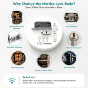 Plantex Mortise Door Lock Set with Brass Cylinder & Keys/Heavy-Duty Main Door Lock Body - Pack of 1 (Satin)