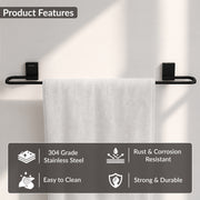 Plantex 304 Stainless Steel Single Towel Rod for Bathroom/Cloth Hanger for Wall/Bathroom Towel Hanger/Bathroom Accessories - Crystal (Black)