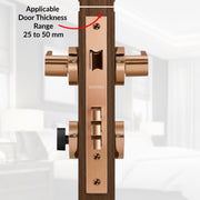Plantex Door Lock Set with Keys/Mortise Door Lock for Home/Office/Hotel - Pack of 1 (OHMH-21, PVD Rose Gold & Black)