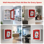 Plantex Metal Emergency First Aid Box for Home/School/Office with Key Lock/Medicine Boxes/First Aid Kit Box/Multi Compartment Medicine Organizer Box - (Red & Ivory)