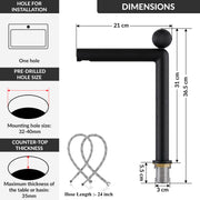 Plantex Brass Wash Basin Mixer Tap/Thermostatic Hot & Cold Basin Mixer Faucet/Deck Mount Pillar Spout for Bathroom Sink - Pack of 1 (APS-4602, Black Matt)
