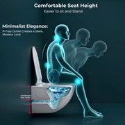 Plantex Platinum Ceramic Commode for Toilet/Rimless Wall Hung Western Toilet/Bathroom Commode With Soft Closing Toilet Seat - P Trap (White)