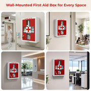 Plantex Metal Emergency First Aid Box for Home/Medical Boxes for Medicine Storage with Multi Compartments for School, Office - with Lock (Red & White) Big Size, Wall Mount