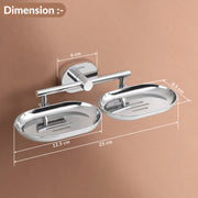 Plantex J4 Stainless Steel Double Soap Dish for Bathroom/Soap Holder for Bathroom/Wall Mounted Soap Holder/Bathroom Accessories (Chrome Finish) Onix