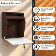 Plantex Letter Box/GI Steel Suggestion Box for Office with Key Lock/Post Box for Gate Home/Complaint Box/Wall Mounted Mail Box - (Coffee & White)