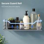 Plantex Wall Mounted Shelf for Bathroom/Stainless Steel Kitchen Shelf with Railings/Perfume Rack/Bathroom Accessories Holder (14 inch, Chrome)