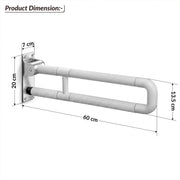 Plantex Stainless Steel 24 Inch U-Shape Handle for Bathroom Support/Space-Saving Safety Bar for Shower/Toilet/Bedside Anti-Slip Shower Grab Bar for Bathroom - (White)