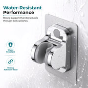 Plantex ABS Hand Shower Holder For Bathroom/Strong Self Adhesive Adjustable Handheld Shower/No Drilling Wall Mount Bracket - (Chrome)