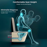 Plantex Imported Italica Ceramic Wall Hung Commode Toilet/Rimless Western Toilet/Washdown Commode with Soft Closing Toilet Seat - P Trap (Square - Matt Khaki)