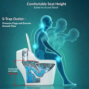 Plantex Imported Platinum One Piece Western Commode for Toilet/Rimless Siphonic Vaccum Commode with Soft Close Toilet Seat Cover - S Trap Outlet (White)