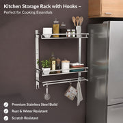 Plantex Bathroom Organiser with Drill/3 Tier Bathroom Accessories Set Stainless Steel/Bathroom Self Rack with Towel Hanger and Hooks/Wall Mount Rack Multipurpose(3-Tier Chrome)