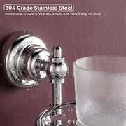 Plantex Tumbler for Bathroom/304 Grade Stainless Steel Toothbrush Holder/ABS Material Toothbrush Stand Bathroom Accessories - Pack of 1 Skyllo(Chrome)
