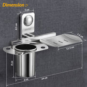 Plantex Stainless Steel 2in1 Tumbler Holder with Soap Dish/Tooth Brush Holder/Soap Stand for Bathroom/Bathroom Accessories - (Chrome)