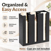 Plantex Metal Cup Holder/Paper Glass Dispenser Stand for Kitchen, Restaurant & Cafe/3 Column (Black)