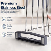 Plantex Stainless Steel Plate Organizer for Kitchen/Plate Holder Stand/Thali Stand for Kitchen Drawer/Saucer Plates Rack/Tandem Box Accessories – Set of 2 (Size - 4 & 8 Inch, Slots 10–14, Chrome)