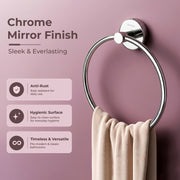 Plantex Stainless Steel Towel Ring for Bathroom/Wash Basin/Napkin-Towel Hanger/Bathroom Accessories - (Chrome/Round) - Pack of 2