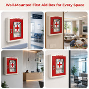 Plantex First Aid Box/Emergency Medical Kit Box for Medicine Storage/Multi Compartment First Aid Kit Boxes for Home, School, Office with Key Lock - GI Steel (Red & Ivory)