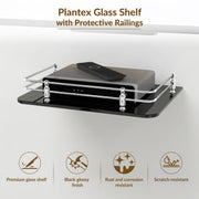 Plantex Glass Setup Box Stand Wall Mounted/Glass Shelf/Wall Shelf Rack/Wall Mount Holder with Wall Brackets (12 X 9 Inch, Black)