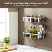 Plantex Stainless Steel 304 Grade Shelf for Bathroom/Storage Organizer for Bathroom/Kitchen Rack - Bathroom Accessories - Pack of 1 (12x5 Inch, Chrome)