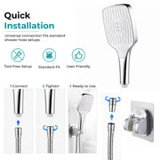Plantex ABS Hand Shower for Bathroom/3 Mode Multifunctional Shower/Rectangle Hand Shower Without Hose Pipe for Home/Hotel - (Chrome & White, H510)