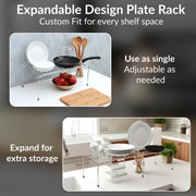 Plantex Stainless Steel Multipurpose Expandable Dish Rack/Expandable Storage Shelves for Kitchen Cabinets/Plate Stand/Utensil Rack(Chrome-Silver)