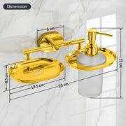 Plantex J4 Stainless Steel Soap Dish with Liquid Dispenser/Soap Stand for Bathroom Wall Mount/Shampoo Dispenser/Bathroom Accessories (PVD Gold Finish) Onix