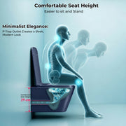 Plantex Imported Italica Ceramic Wall Hung Commode for Toilet/Rimless Washdown Flush/Commode with Soft Closing Toilet Seat - P Trap (Square - Dark Blue)