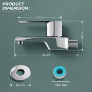 Plantex Bib Cock Water Tap for Bathroom with Water Saving Aerator/Wall Mount Tap for Wash Basin with Teflon Tape & Wall Flange, Chrome (Celesiya-1241)