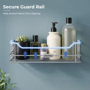 Plantex Bathroom Shelf for Wall/Stainless Steel Shelf for Kitchen with Railings/Perfume Rack/Bathroom Organiser (12 inch, Chrome)