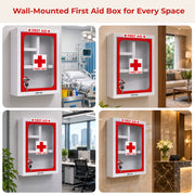 Plantex First Aid Box/Medicine Storage Box/Emergency First Aid Kit Box/Medical Box for Home, School & Office/Medicine Organizer with Multi Compartment - (Red & White) – Big Size Wall Mount – GI Steel