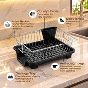 Plantex Dish Drying Rack/Stainless Steel Dish Drainer with Drainer Tray for Kitchen/Vessel Drainer Basket for Utensils/Plate Drying Rack - Chrome (39 X 31.5 X 15 Cm)