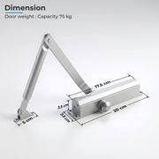 Plantex Heavy Duty Automatic Door Closer/Hydraulic Door Closer for Home/75kg Adujstable Spring Door Closer for Wooden Door & Metal Door (ISO 9001 Certified) - Silver