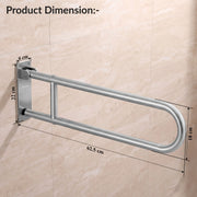 Plantex Stainless Steel 24 Inch U-Shape Handle for Bathroom Support/Bedside Anti-Slip Shower Grab Bar for Bathroom/Space-Saving Safety Bar for Shower/Toilet- (2046, Chrome)