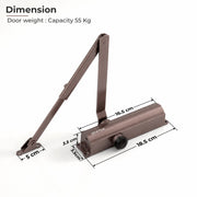 Plantex Premium Aluminium Door Closer/55kg Automatic Door Closer for Wooden Door/Adjustable Spring Door Closer- Brown (ISO 9001 Certified)