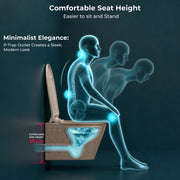 Plantex Ceramic Commode/Rimless Western Toilet/Wall Hung Commode with Soft Closing Toilet Seat Cover- P Trap - (LAS03, Khakhi)