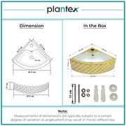 Plantex Ceramic Corner Basin/Wall Mount Washbasin for Bathroom/Small Corner Vessel Sink/Tabletop Wash Basin (Golden Cornia, 18 x 13 x 5 Inch)