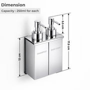 Plantex Double Liquid Soap Dispenser for Bathroom/304 Grade Stainless Steel Shampoo Dispenser/Body Soap Dispenser/Bathroom Accessories - Pack of 1 (Regent, Chrome)