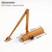 Plantex Premium Door Closer/55 kg Automatic Door Closer for Wooden Door/Wide 180 Degree Opening Door Closer for Home/Hotel/Office- Golden (ISO 9001 Certified)
