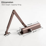 Plantex Premium Heavy Duty Aluminium Door Closer/Automatic Hydraulic Door Closer/Soft Door Closers for Hotel-Home-Office (ISO 9001 Certified)(Capacity 75 Kg, Brown)