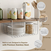 Plantex Under Shelf Organizer Rack for Kitchen Cabinet/12 Inch Multifunction Hanging Shelf Basket for Storage & Organization/Stainless Steel Under Cabinet Storage Rack - (Pack of 1, Chrome)