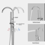 Plantex Pure Brass Free Standing Bathtub Faucet/Bath Tub Filler Faucet/Single Lever Basin Faucet with Handle Held Shower - (Chrome)