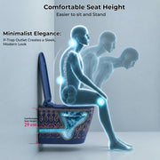 Plantex Ceramic Commode for Toilet/Rimless Washdown Western Toilet/P Trap Commode with Soft Closing Toilet Seat Cover - (LAS04, Blue)