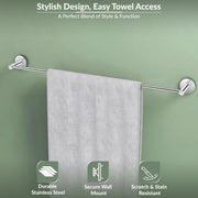 Plantex Stainless Steel Towel Holder for Bathroom/24 Inch Single Towel Rod/Towel Hanger/Stand/Bathroom Accessories - Pack of 1 (Chrome)