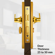 Plantex Stainless Steel Door Lock for Bathroom/Mortise 8inch Keyless Plate Handle Set for Home/Bathroom/Store Room/Balcony/Office - Pack of 1 (DTM-659, Gold)