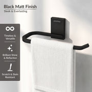 Plantex 304 Grade Stainless Steel Hand Towel Hanger/Napkin Holder for Wash Basin/Towel/Napkin Ring/Bathroom Accessories (Crystal - Black)
