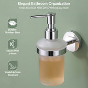 Plantex Brezza Stainless Steel Glass Liquid Soap Dispenser/Shampoo Dispenser/Handwash Dispenser/Bathroom Accessories - Chrome