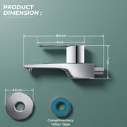 Plantex Long Body Bib Tap for Bathroom with Water Saving Aerator/Taps for Bathroom/Wall Mount Wash Basin Tap with Teflon Tape and Wall Flange (Celesiya-1242-Chrome)