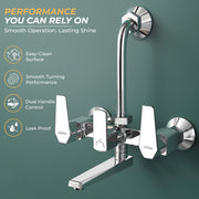 Plantex Wall Mixer for Bathroom 2 In 1 with L-Bend Provision for Overhead Shower/Mixer Tap for Bathroom with Water Saving Nozzle Tap- (Celesiya-1249)
